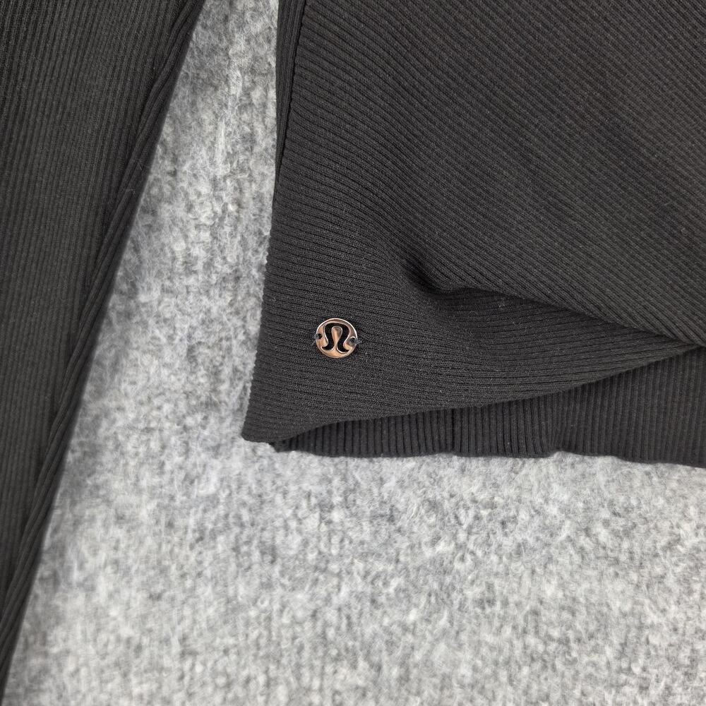 Lululemon Sweater Women Medium Ribbed Knit Twist Back Mockneck Top Yoga Athletic - Picture 9 of 14